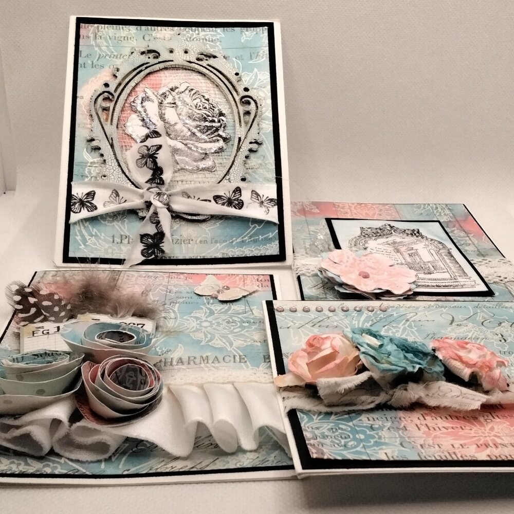 3D Art Handmade All Occasion Cards Set of 4 with Envelopes